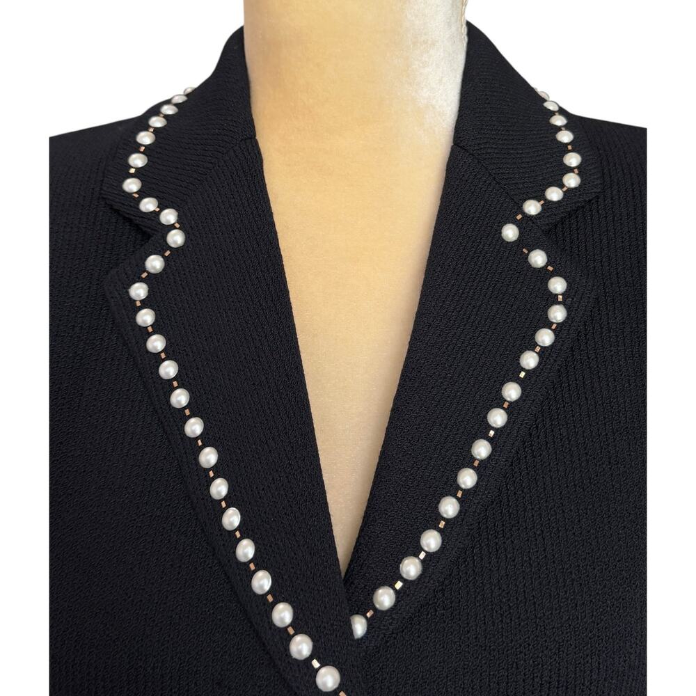 St. John Evening Santana Knit Pearl Button Down Jacket Black Size 4 Old Money - Picture 3 of 11